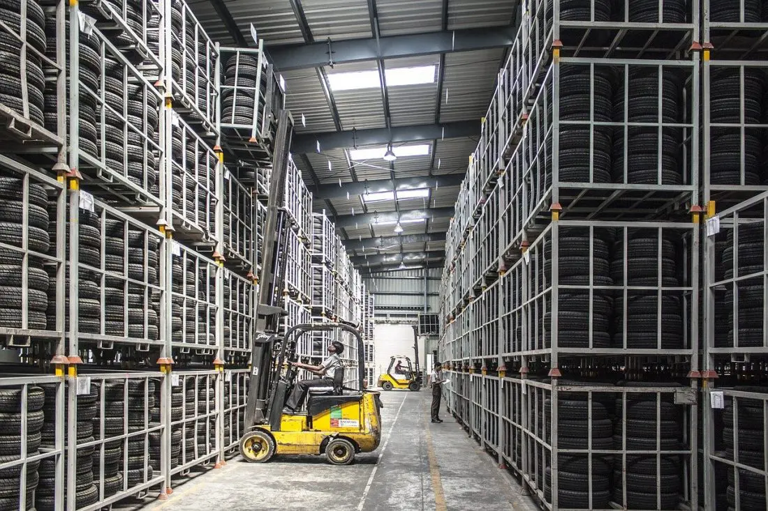 Warehouse CCTV footage of a man on a forklift