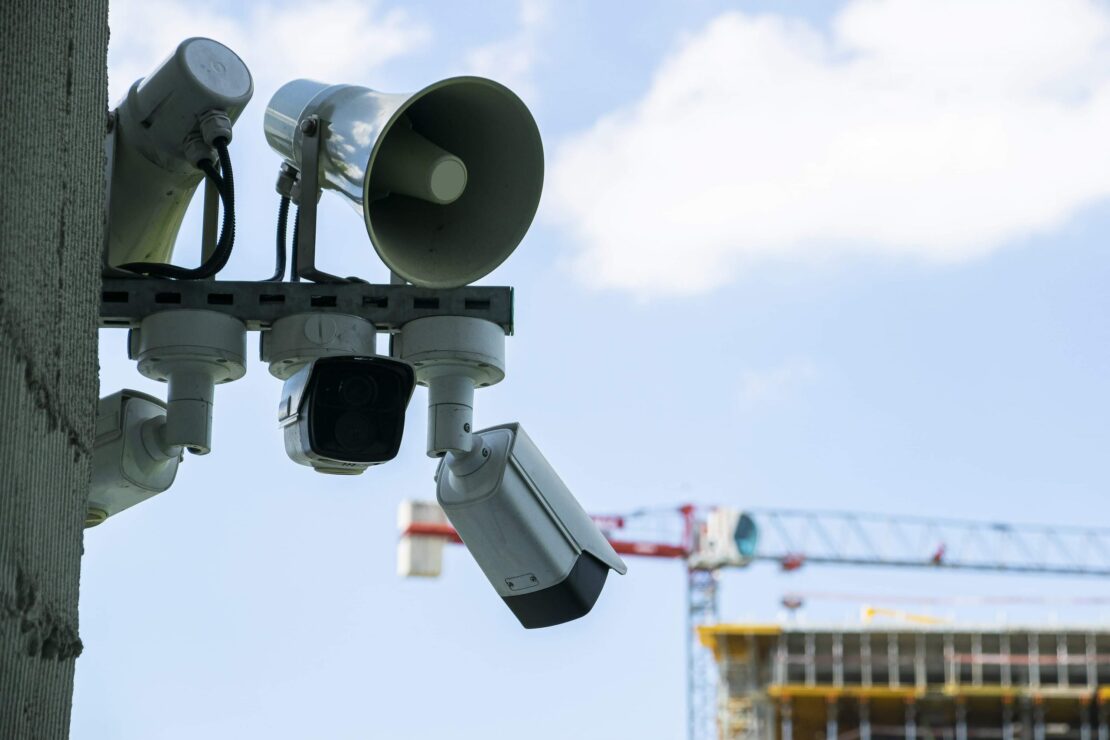 An advanced security system on a site including CCTV and audio intervention